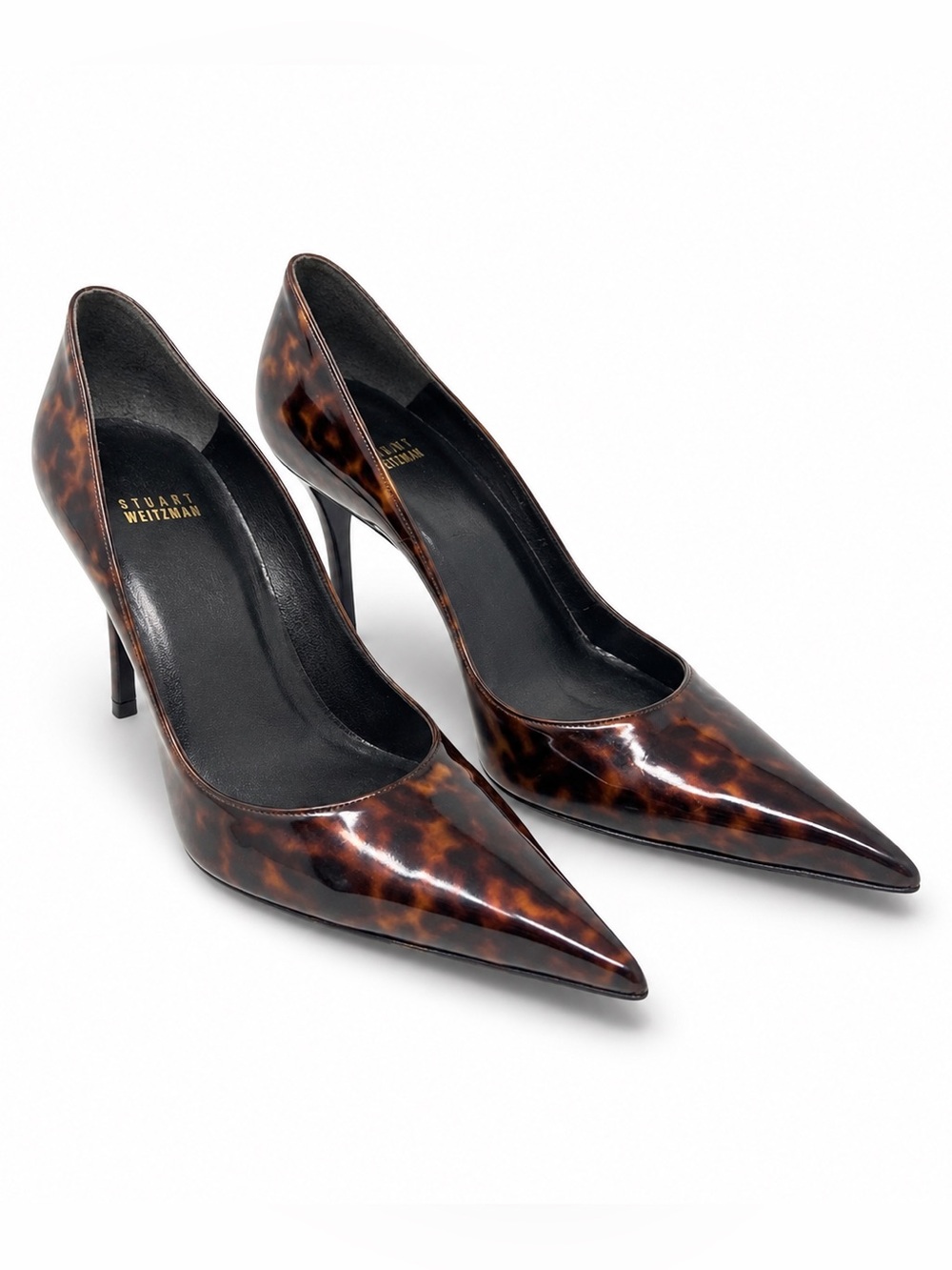 Stuart Weitzman Tortoiseshell Pointed Toe Pumps - Brown/Black